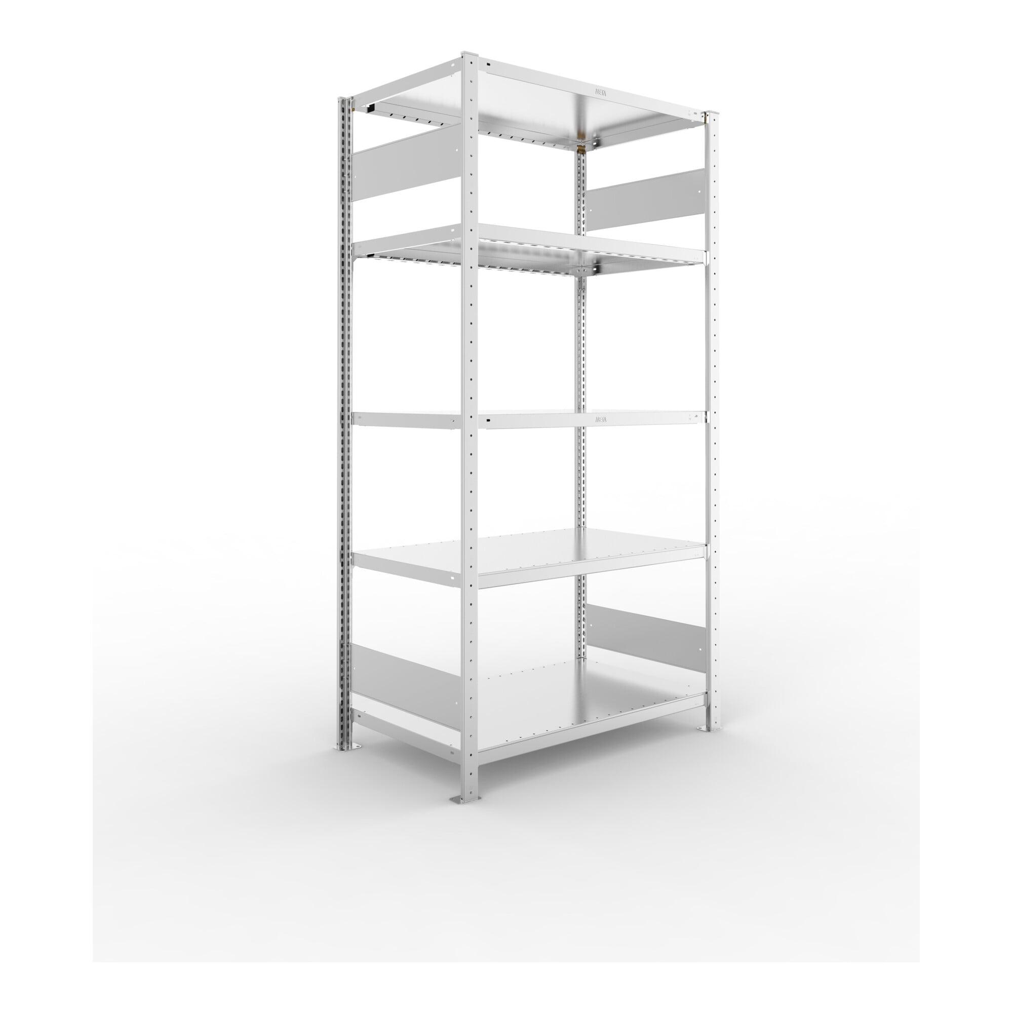 META S3 CLIP230 Fachbodenregal 2000x1000x600 mm, mit 5 Fachböden, beidseitige Bedienung, verzinkt (200185430)