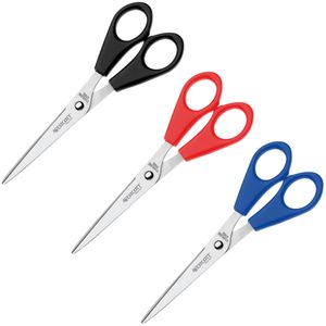 Westcott Büroschere Buero, E-31032 00, 3 Stück, 17cm, aus Edelstahl, rostfrei, schwarz, rot, blau
