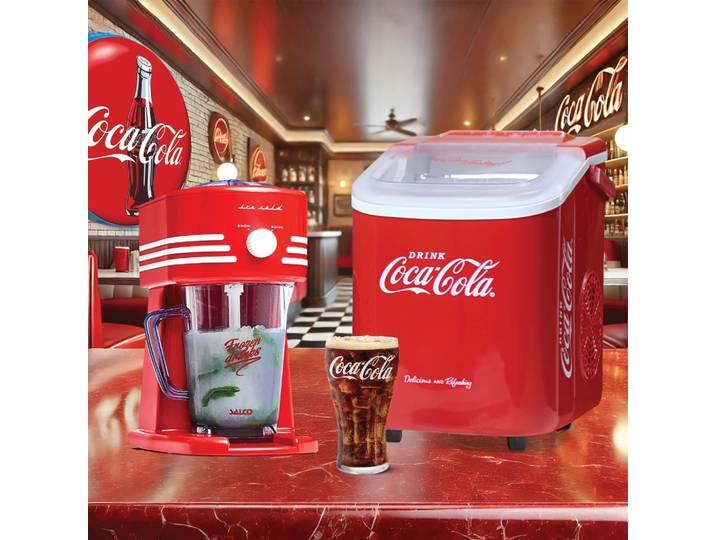 SALCO Eiswürfelmaschine EIS-2024 - Eiswürfelbereiter und Slush- and Crushed Ice Maker , rot, B:22cm H:30cm T:26cm, Eiswürfelbereiter, COCA-COLA ICE CUBE MAKER