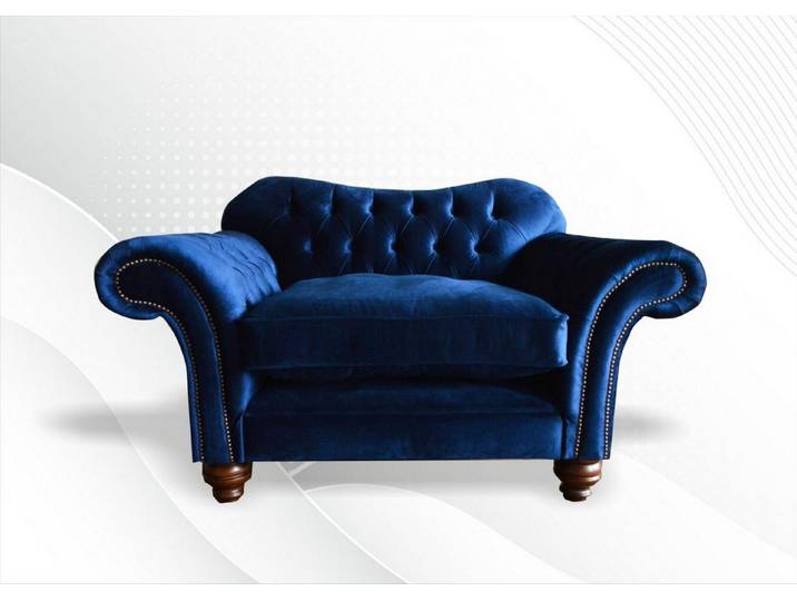 Xlmoebel Chesterfield-Sessel Blaue Polster-Ohrensessel für gemütliche Fernsehabende (1-St., 1-Sitzer), Made in Europa