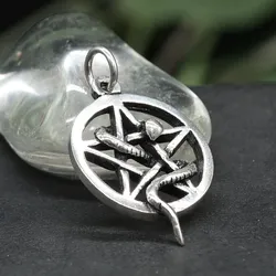 Drachensilber Schlangen Pentagramm Schmuck Ketten Anhänger 925 Silber - Silber
