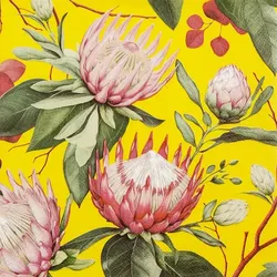 Home Fashion, Madiba Protea yellow, Lunch-Servietten aufgefaltetes Maß 33 cm x 33 cm, im Viertelfalz, 20 Stück pro Packung