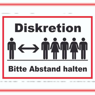 HB-Druck Diskretion Bitte Abstand halten Schild Rücksichtnahme A3 (297x420mm)