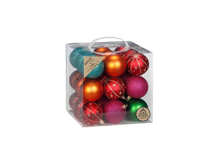 Weihnachtsbaumkugel INGES CHRISTMAS DECOR 6 cm 27 Stück , bunt, Kunststoff, Weihnachtsbaumkugeln, Weihnachtsbaumkugel