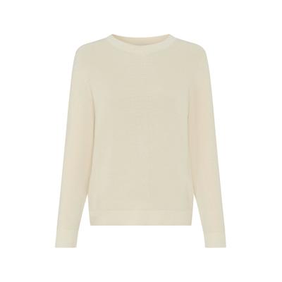 Strickpullover BRAX "Style LESLEY", Damen, Gr. 34, beige (ecru), Strick, 100% Baumwolle, Rundhals, Pullover Strickpullover, Strickpullover aus reiner Baumwolle
