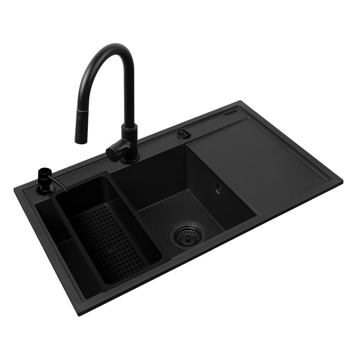 Pyramis Zestaw - Zlewozmywak CAMEA (79x50) 1B 1D L + Bateria IDEA Black Edition - 070168402BE - Volc (50 cm, 79 cm) (070168402BE)