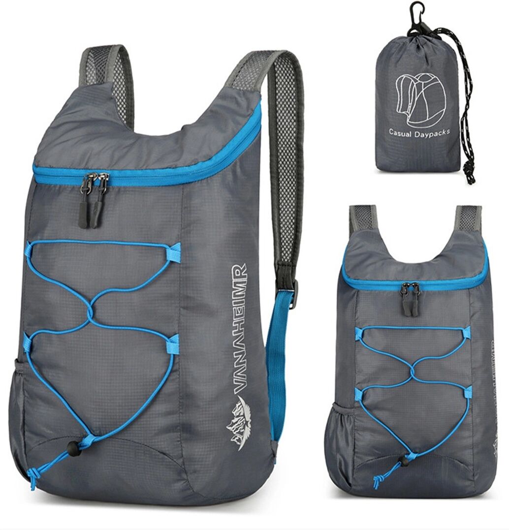 INF Leichter wasserabweisender Outdoor-Rucksack für Wandern, Radfahren und Reisen mit erweiterbarem Stauraum Grau