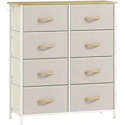 KOMMODE Schrank mit 8 Schubladen aus Stoff, Haken, Seitentasche, Stahlrahmen