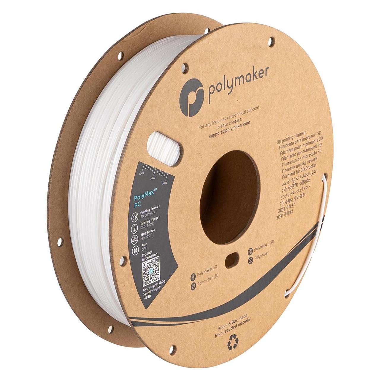Polymaker PolyMax Tough PC Rot 1,75 mm 750 g (750 g, 1.75 mm) (PC02010)