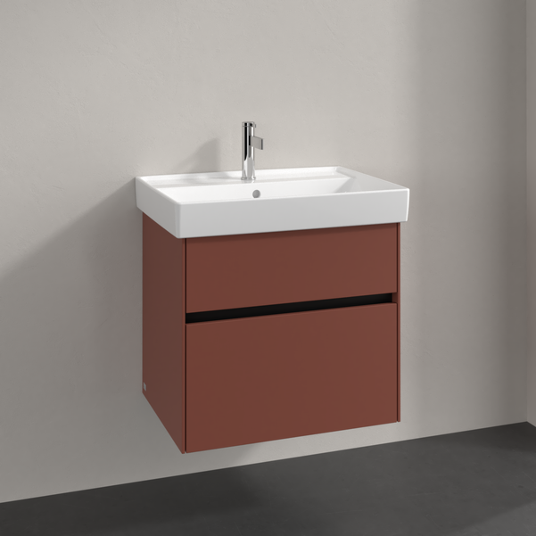 Villeroy und Boch Collaro Waschtischunterschrank C00900AH 60,4x54,6x44,4cm, Waschbecken mittig, wine red