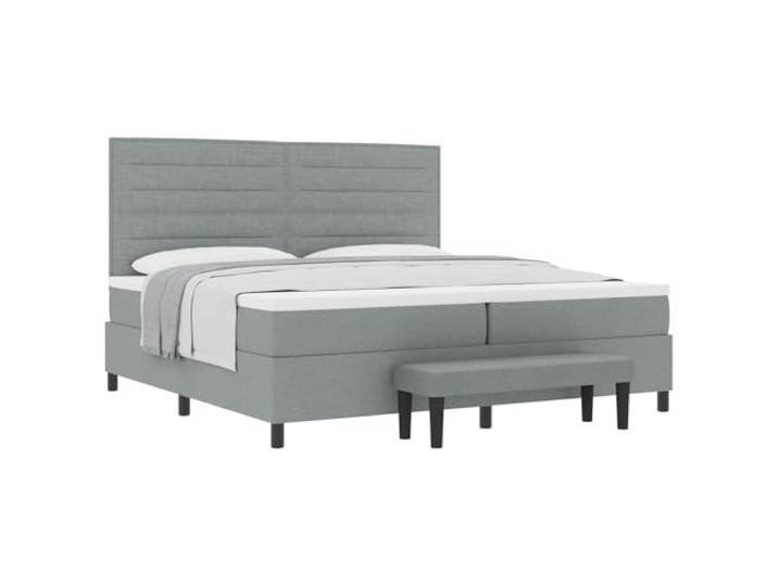KKgypkn Boxspringbett 200x200 cm mit verstellbarem Kopfteil, hellgrau, Stoffbezug, mittelfeste Matratze für erholsamen Schlaf