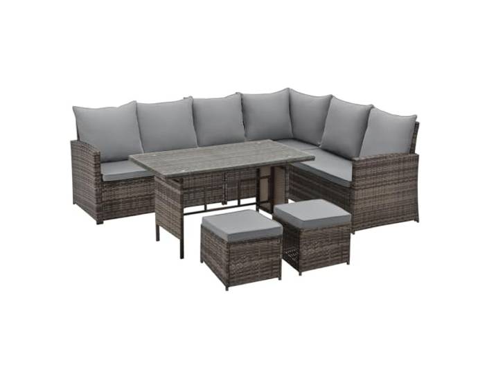SVITA Monroe Garten-Lounge Set Polyrattan Lounge-Möbel Sitzgruppe Braun