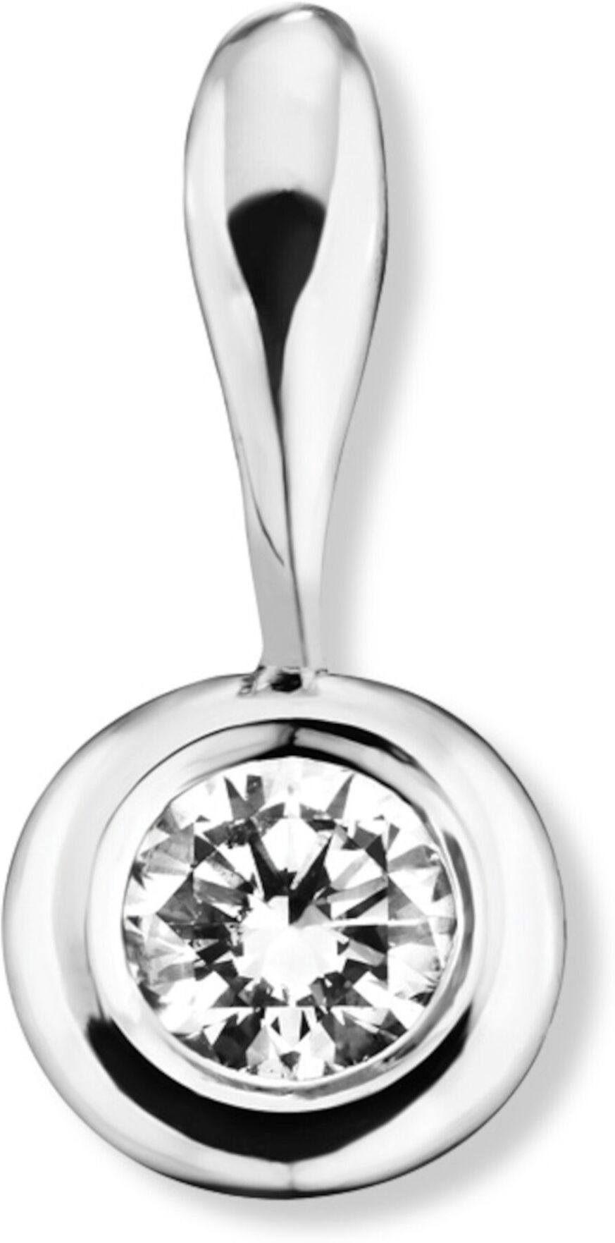 Kettenanhänger ONE ELEMENT "0.1 ct Diamant Brillant Zarge Anhänger aus 750 Weißgold", silber, Schmuckanhänger, Damen, 0,1 SI = kleine Einschlüsse mit Brillant, Weißgold 750, Kettenanhänger