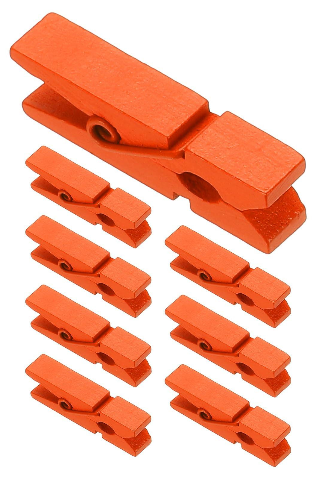 Solidchoice Houten mini-wasknijpers 3,5 cm - 50 stuks - Oranje