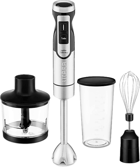 Batidora de mano - Ufesa Jupiter 1500 Max, W, Velocidad variable, 4 cuchillas, Inox
