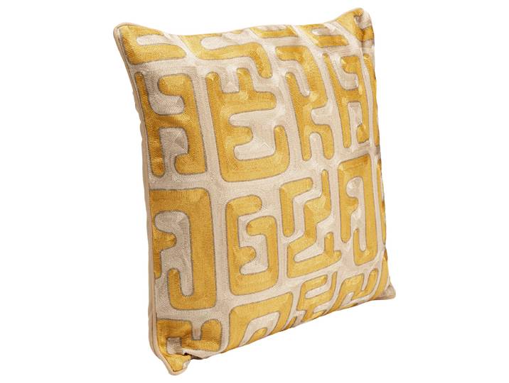 Dekokissen Meander Gold Gelb 50 x 50 x 15cm Polyester/Baumwollstoff