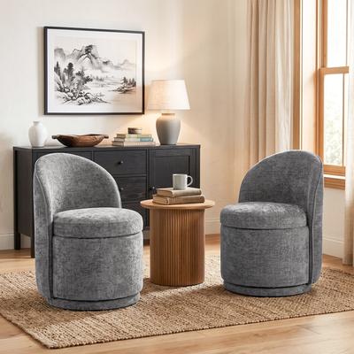 Uixe Chenille Swivel Accent Chair With Storage