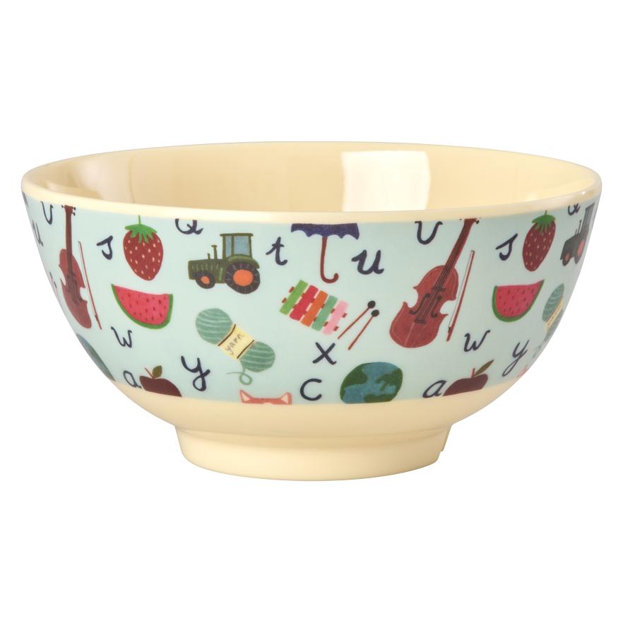 Rice - Melamine Bowl with Blue ABC Print - Blue - Medium - 700 ml (MELBW-ABC)