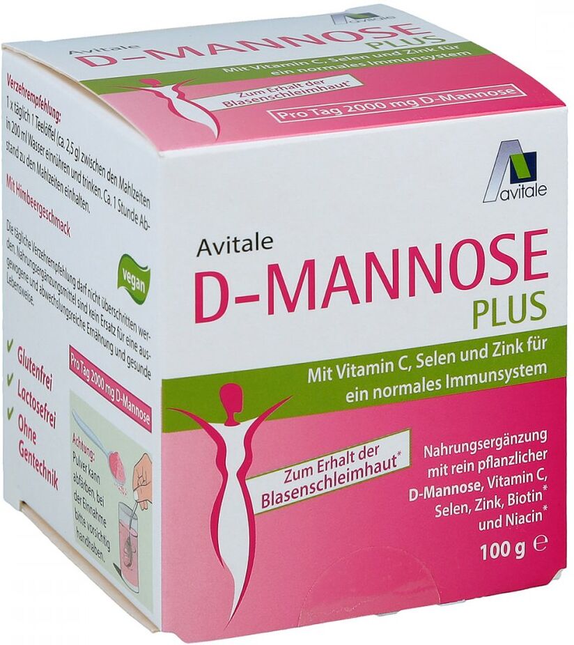 D-mannose Plus 2000 mg mit Vitamine und Mineralstoffe Pulver 100g