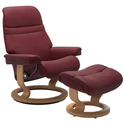 Stressless Sessel mit Hocker Sunrise Classic Leder Rot Batick Bordeaux L (Large)