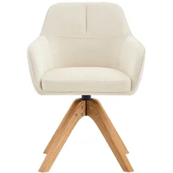 STILVORA Drehbarer Esszimmerstuhl Stoff Beige mit Massivholzbeinen 44,5x44x82 cm 2er-Set