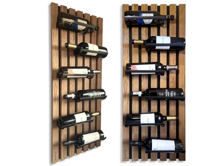 FLEXISTYLE Weinregale aus Holz flaschengestell schwarz Wand für die Wand wandmontage küche Metall Holz 40 cm breit groß (98x40 6 Flaschen)