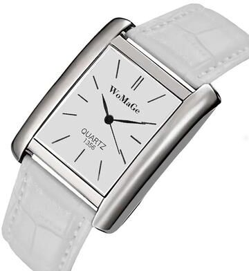 Inspire Select Vintage Square Leather Quartz Watch For Men & Women white