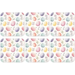GLASUNTERSETZER 6er-Set Eier - Bunt - Muster Zubehör für Getränke 10x10 cm