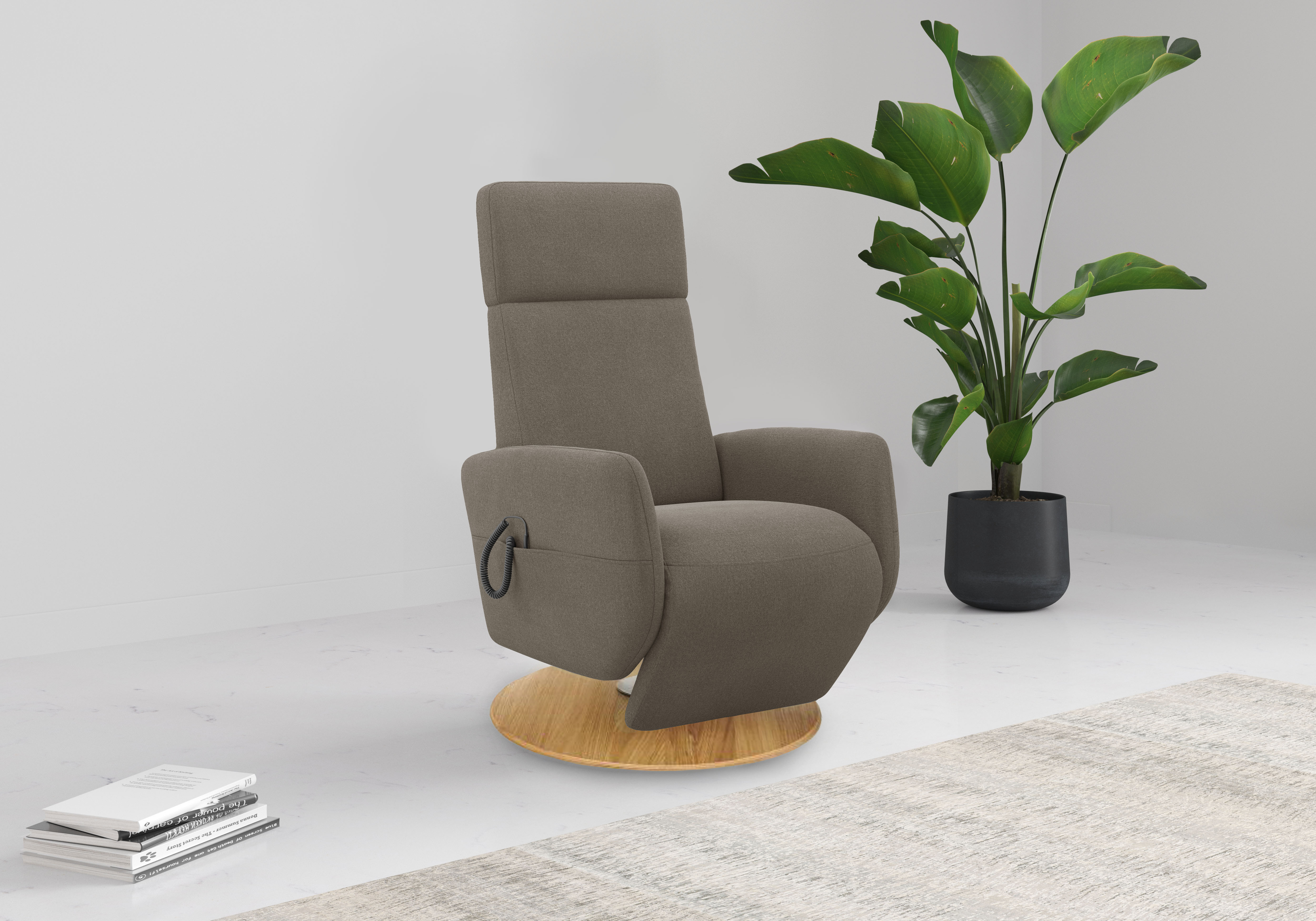 TV-Sessel OTTO HOME "Rochelle mit Kopfteilverstellung & Drehfunktion, weitere Funktionen", braun (schlamm), B:71cm H:110cm T:82cm, 100% Polyester, Sessel, TV-Sessel mit Drehfunktion 360 Grad