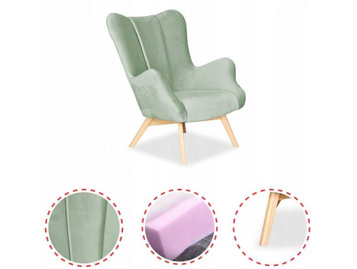 Family Meble Sessel Family Meble Vika Ohrensessel Royal V34 MintPistazie 78x87x100 cm