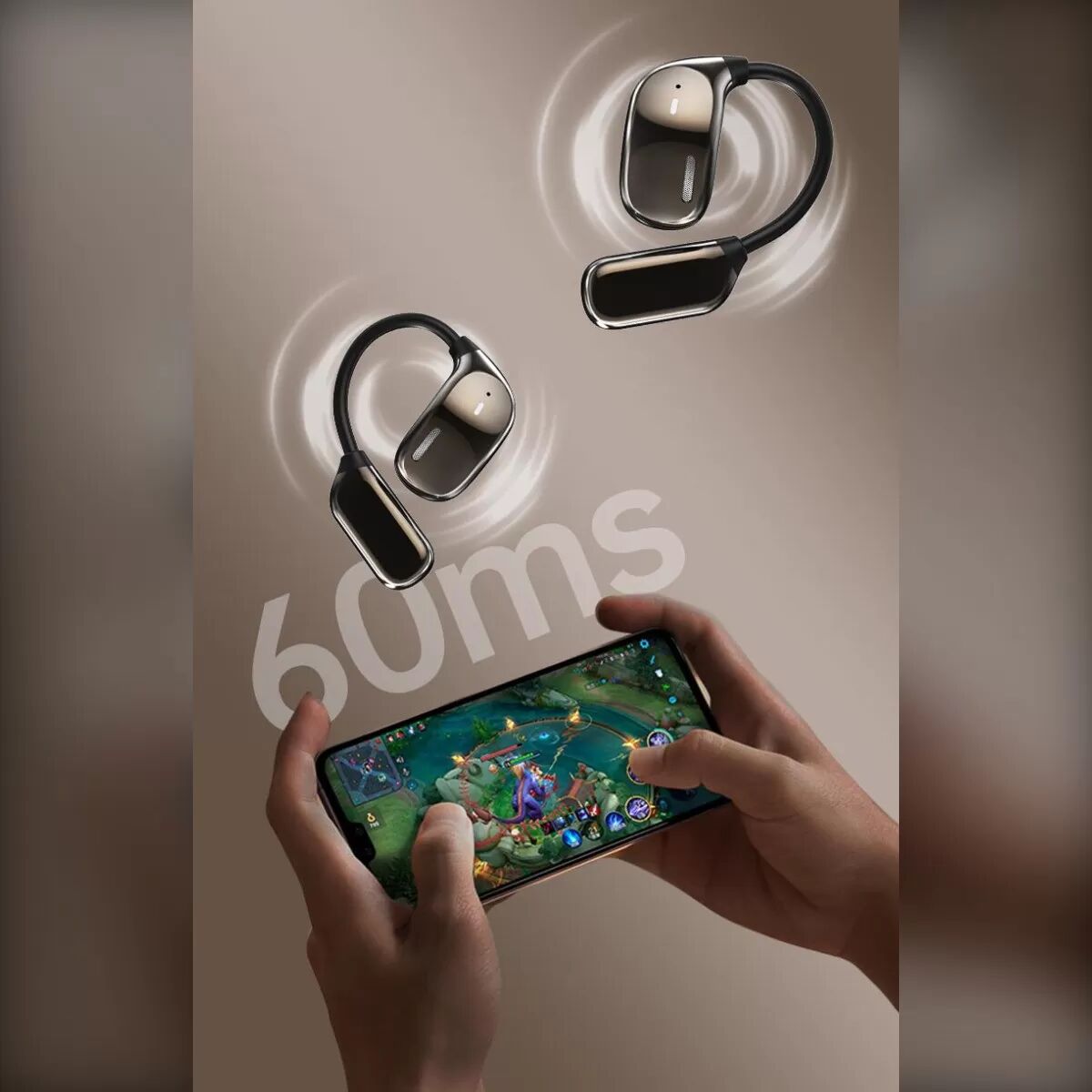 INF Bluetooth-Ohrhörer mit Farb-Touchscreen: HIFI-Audio, Gaming mit geringer Latenz, UVC-Sterilisation Grau