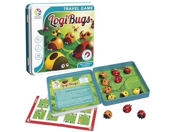 SmartGames - Logibugs, Magnetic Puzzle Game in Tin with 48 Challenges, Ages 6+