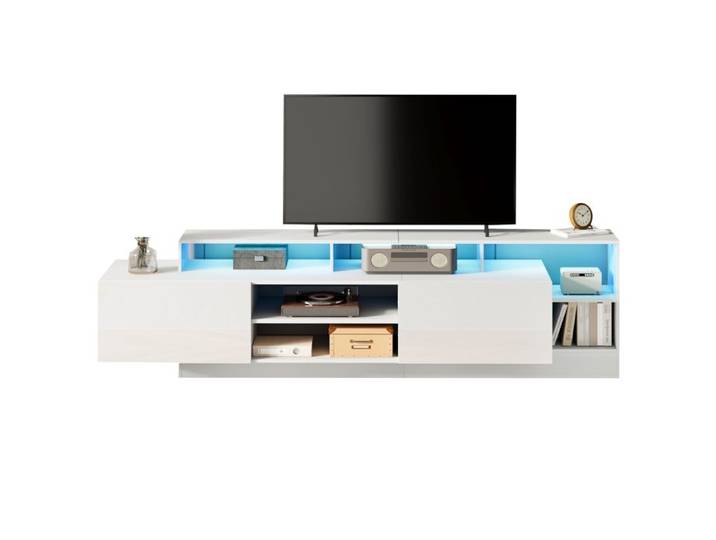 Meuble TV moderne - espace de rangement ouvert avec éclairage LED pour chambre ou un salon meuble bas brillant meuble TV sur pied