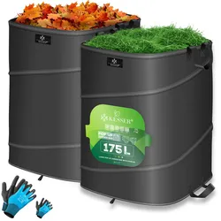 KESSER® Pop-Up-Gartensack Laubsack Gartenabfallsack inkl. Handschuhe   Selbststehend mit Griffen Stabil Robust & Faltbar   Laubsäcke Rasenschnitt Gartensäcke für Gartenabfälle Grünschnitt