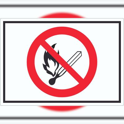 HB-Druck Feuer und offenes Licht verboten Symbol Aufkleber A9 (37x52mm)