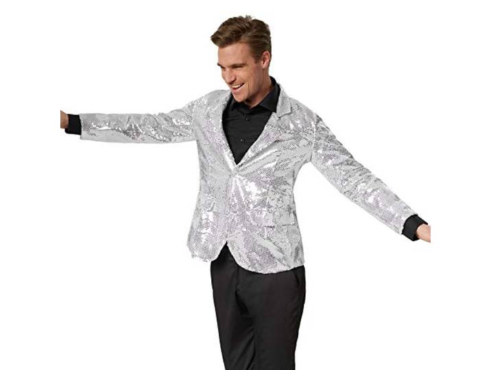 Dressforfun Paillettenjas heren - Zilver XL