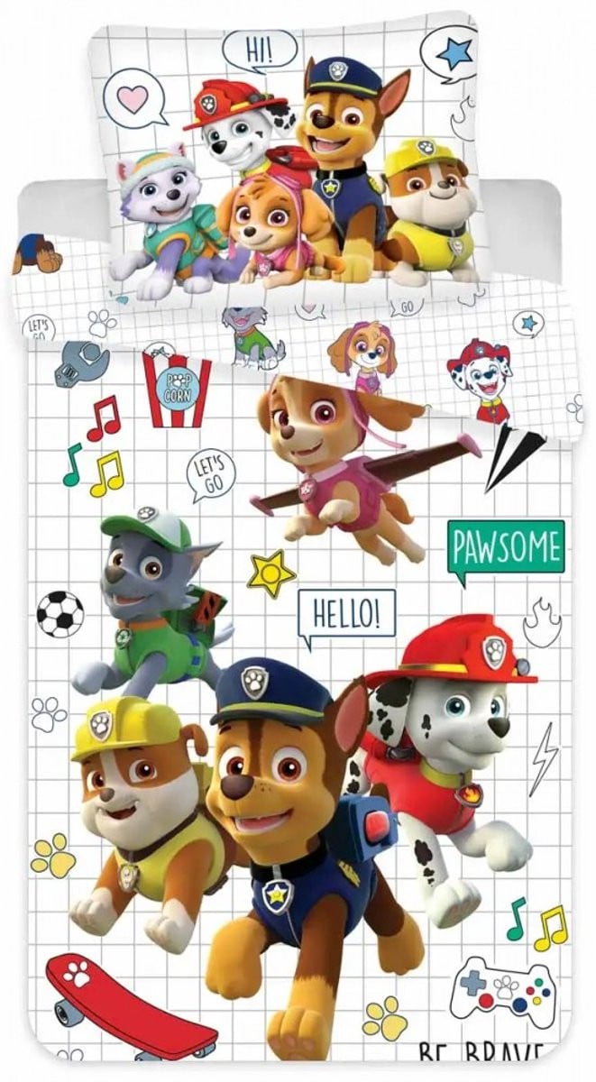 Paw Patrol Dekbedovertrek voor baby en peuter, 100% katoen, 100 x 135 cm