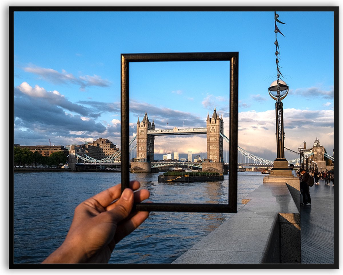 Tower Bridge fotolijst met glazen plaat en ophangsysteem, 40 x 50 cm