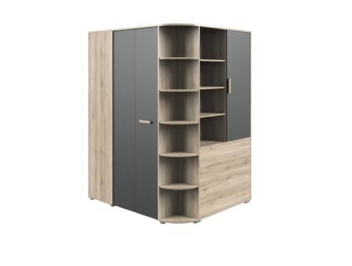 Kleiderschrank Cariba Eiche San Remo und Graphit begehbar begehbar