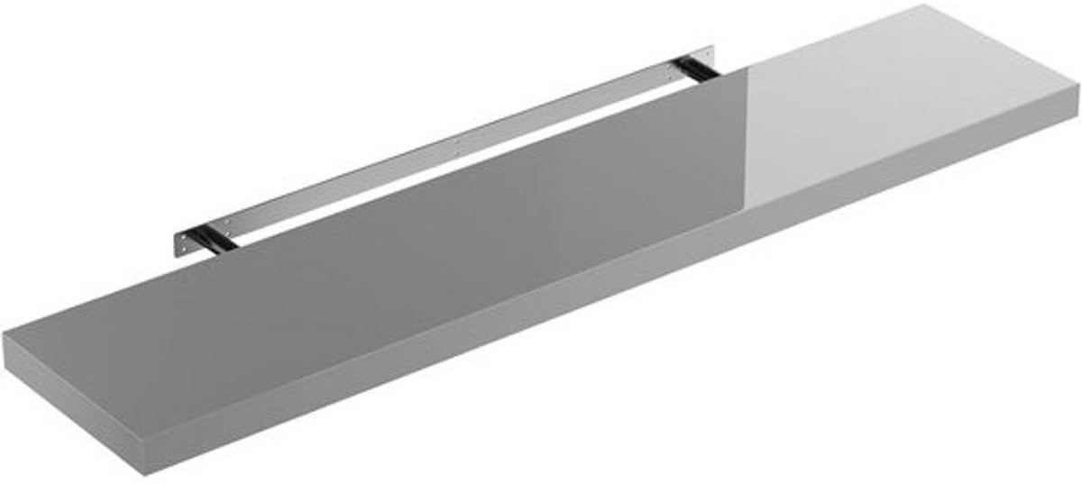 Zwevende Wandplank Hout Hoogglans Grijs voor Keuken, Woonkamer, Kantoor of Badkamer