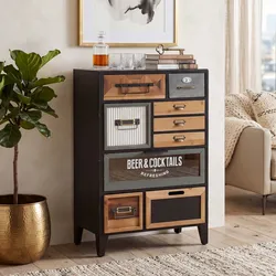 Apothekerkommode HWC-Q25 zweiseitige Schubladenfronten, Kommode Vintage/Shabby Holz Metall 95x58x32cm