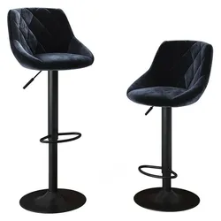 Vicco, Barhocker, Barhocker 2er Set Sena, Schwarz, 38.5 x 84 cm