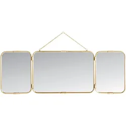 BARBIER-SPIEGEL Triptychon aus vergoldetem Messing - L114 x H40cm