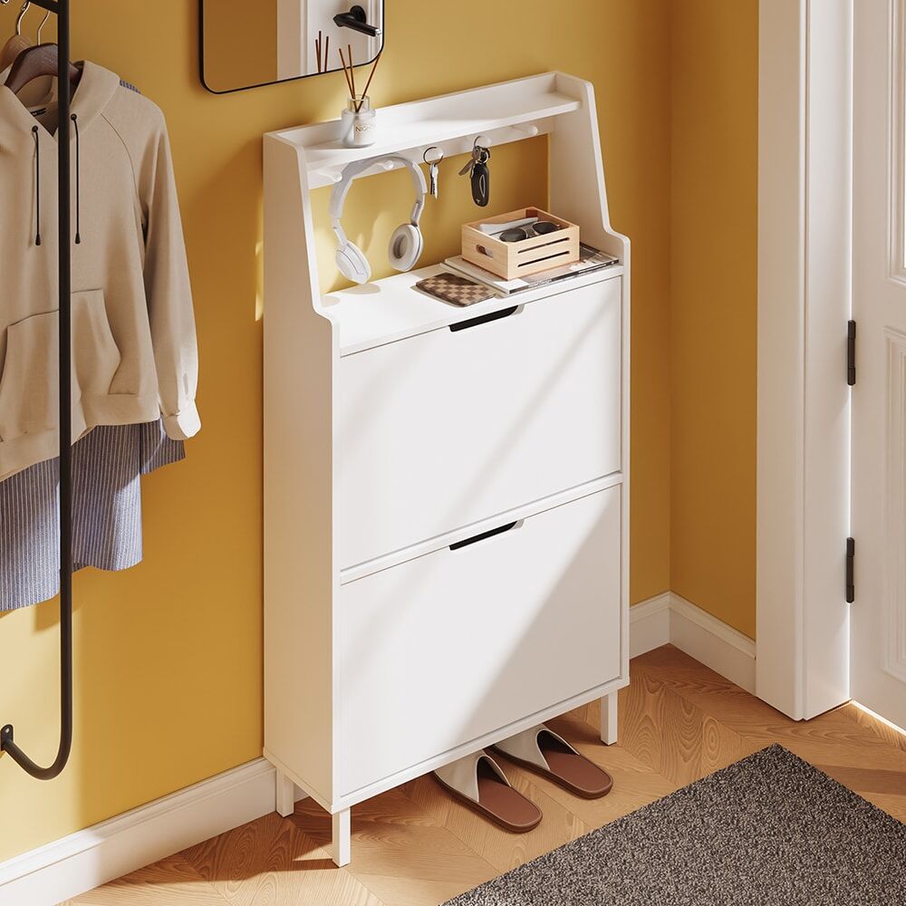 SoBuy Meuble à chaussures à deux portes blanc 60x19x119cm Blanc 60x119x19cm