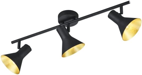 Trio Lighting Plafonnier design en métal noir Noir 58x21x11cm