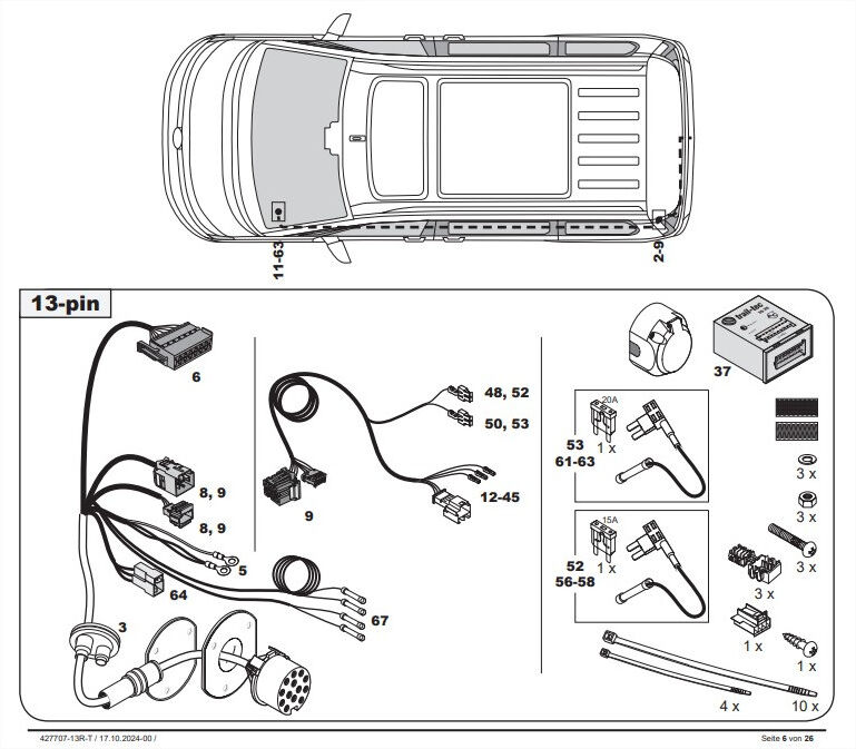 FAISCEAU SPECIFIQUE 13 BROCHES POUR VOLKSWAGEN T7 MULTIVAN (08/23-)