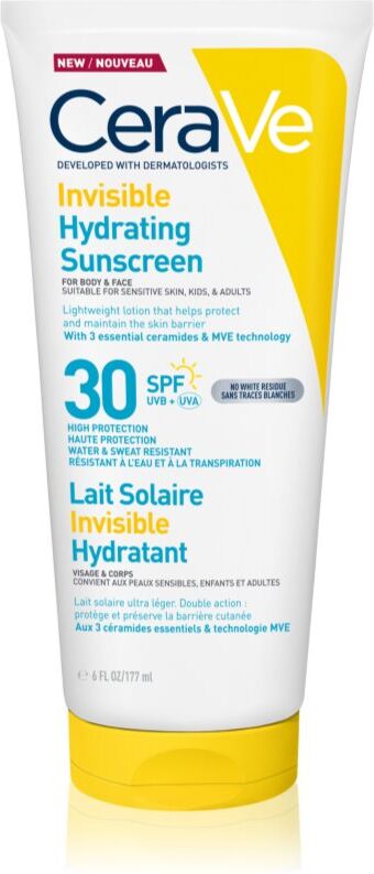 CeraVe Invisible Hydrating Sunscreen SPF 30 lait solaire visage et corps SPF 30 177 ml