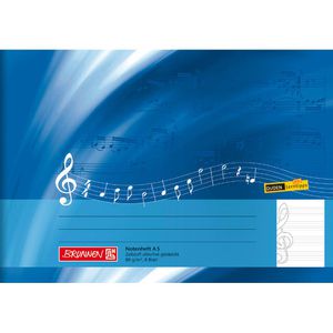 Brunnen Notenheft 1046331, Lineatur 14, A5 quer, 6 Notenzeilen pro Seite, 80 g/m², 8 Blatt