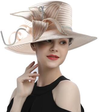 Fashion Sheath Deluxe Champagne Satin Flower Fascinator Hat For Weddings And Formal Church Events 2champagne