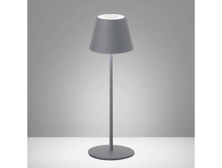 FH Lighting LED-Außentischlampe Cosenza mit Akku RGBW sandgrau Cosenza, dimmbar, alu / grau / zink, für Wohn- / Esszimmer, Metall, Modern
